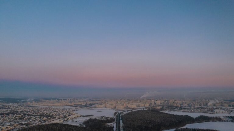 winter sunrise city